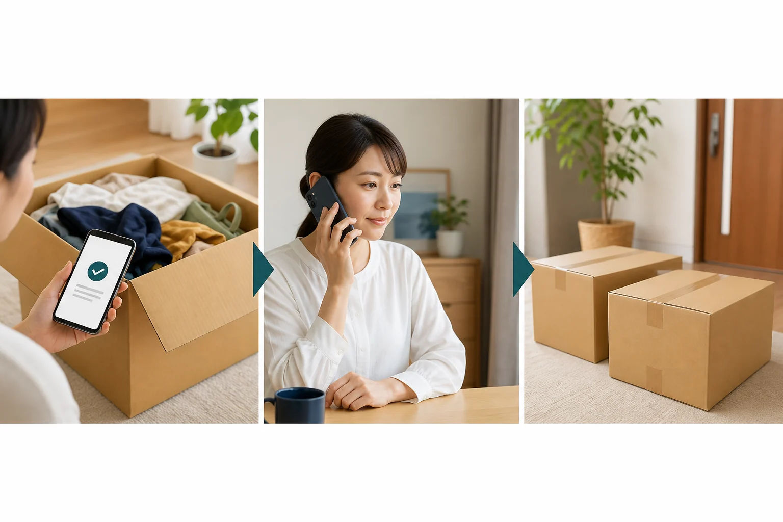 申込後に箱数を変更して2箱に分けるまでの流れを示す図